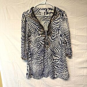 Soft Surrounding Tunic Blouse Beaded Jewels Sequins Size XS